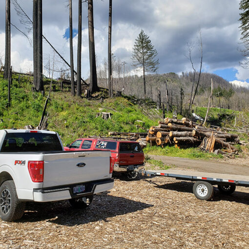 Here is a look at the parking area at Packsaddle, one of just two Marion County recreational facilities in the Santiam Canyon that is open. Large numbers of salvage logs remain on the property. Marion County is working on a restoration plan for its fire-damaged park properties.