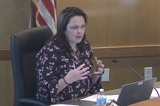 Marion County Commissioner Danielle Bethell discusses a plan to fund development in Downtown Gates Jan. 11 through $120,000 in state lottery dollars. Stephen Floyd