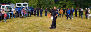 Chief Fred Patterson speaks to the crowd of about 75 people who were on hand for a ceremony on Saturday, June 15 to celebrate breaking ground on the new Idanha-Detroit Rural Fire Protection District station. James Day