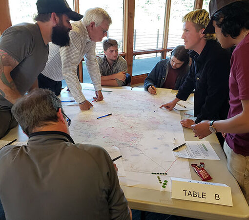 Marion County Commissioner Kevin Cameron, center, was one of approximately 30 residents who participated May 30 in a planning session in Gates on recreation in the Willamette National Forest. James Day